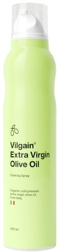 Vilgain® BIO Olivenöl Spray | Natürliches Öl-Kochspray | Sprühflasche | 100% reines Olivenöl aus biologischem Anbau | Für gesundes Kochen und Braten | Getrenntes Treibmittel, 200 ml