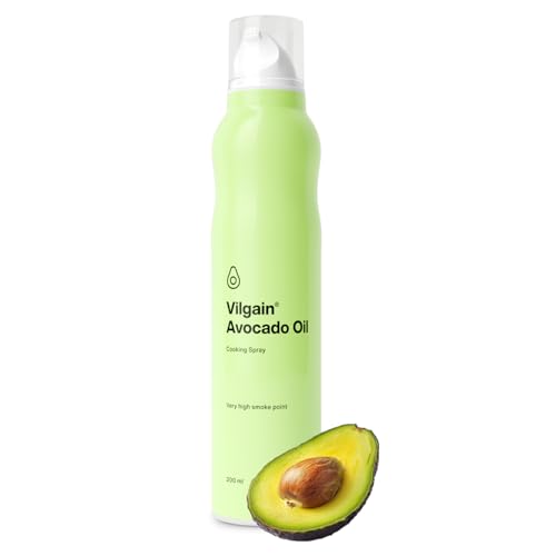 Vilgain® Avocadoöl Spray | Natürliches Öl-Kochspray | Sprühflasche | 100% reines Öl aus biologischem Anbau | Für gesundes Kochen und Braten | Ohne Treibmittel | 200 ml