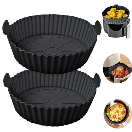 KOBOKO Silikonform für Heißluftfritteuse,2Pcs Airfryer zubehör,Airfryer Silikonform,mit einem Fassungsvermögen von bis zu 8 Litern,Wiederverwendbar anstelle Backpapier für Heißluftfritteuse Zubehör