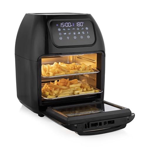 Tristar Heißluftfritteuse 10 L, ölfrei backen, 10 Programme, Touchscreen, spülmaschinenfeste Teile, Antihaftbeschichtung, inklusive Zubehör, 1800 W, Airfryer FR-6964