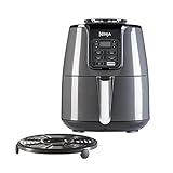 Ninja Air Fryer Heißluftfritteuse, 3,8L Airfyer, Antihaftbeschichtung, spülmaschinenfester Korb, 2-4 Portionen, digital, 4-in-1, Grau & Schwarz, AF100EU