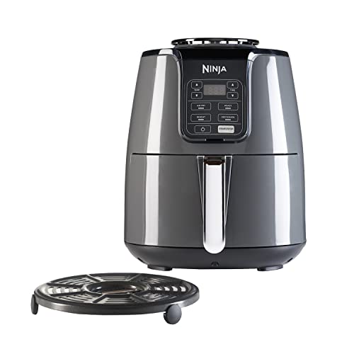 Ninja Air Fryer Heißluftfritteuse, 3,8L Airfyer, Antihaftbeschichtung, spülmaschinenfester Korb, 2-4 Portionen, digital, 4-in-1, Grau & Schwarz, AF100EU